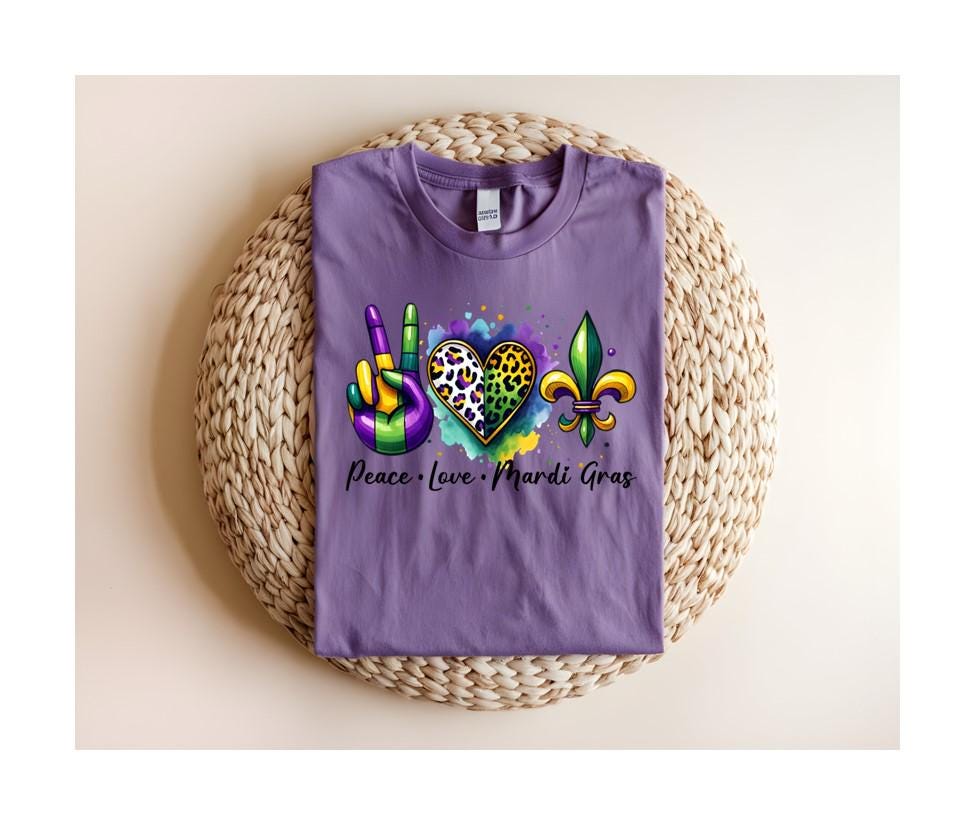 Mardi Gras Peace Love Shirt, Sweatshirt, Louisiana Shirt