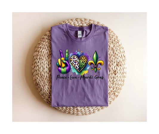 Mardi Gras Peace Love Shirt, Sweatshirt, Louisiana Shirt