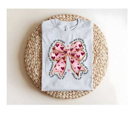 You are Enough Coquette Bow, Sweatshirt, Valentine's Day Shirt