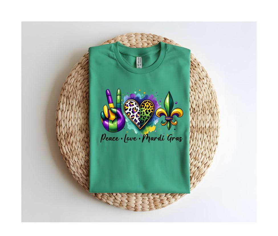 Mardi Gras Peace Love Shirt, Sweatshirt, Louisiana Shirt