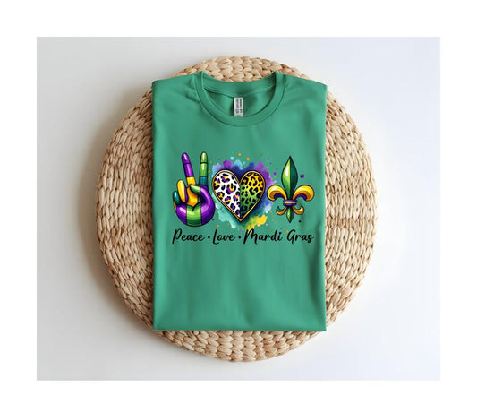 Mardi Gras Peace Love Shirt, Sweatshirt, Louisiana Shirt