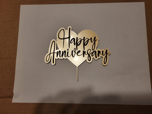 Mirrored Acryllic Happy Anniversary Cake Topper