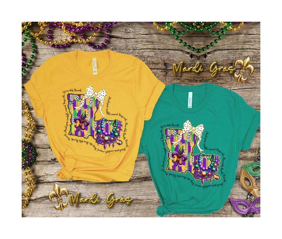 Mardi Gras Louisiana Bow Shirt, Sweatshirt, Louisiana Shirt