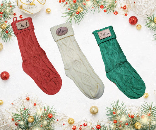 Leather Patched Christmas Stockings