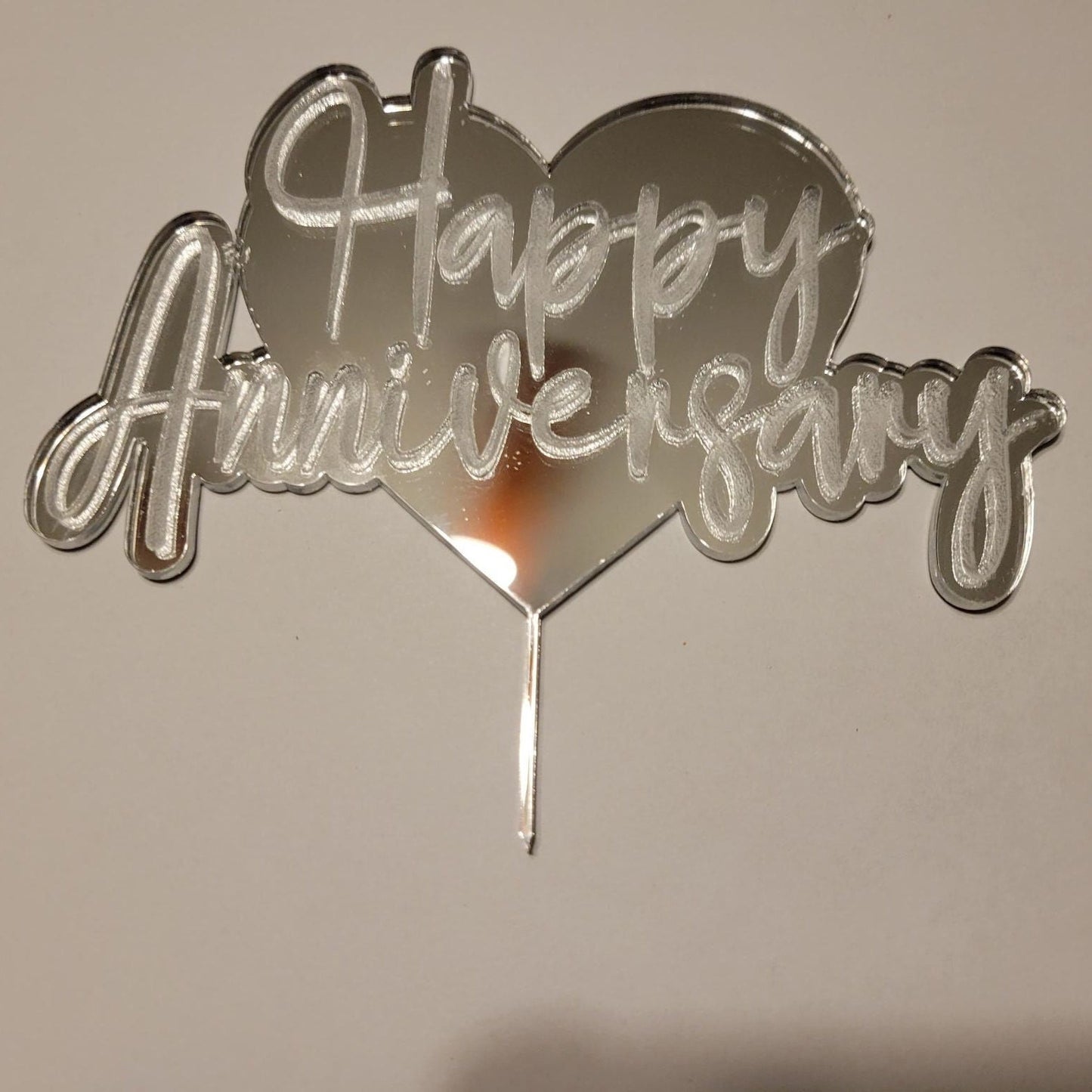 Mirrored Acryllic Happy Anniversary Cake Topper