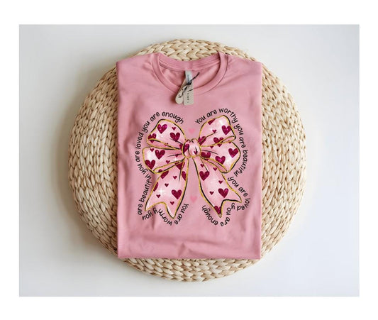 You are Enough Coquette Bow, Sweatshirt, Valentine's Day Shirt